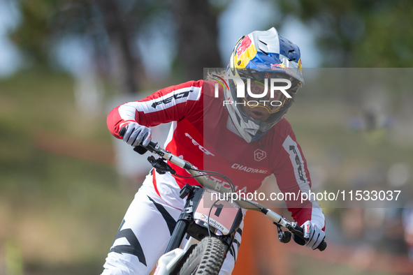 Charlie Hatton of Great Britain competes in the UCI Mountain Bike World Championships Men's Downhill Race in Pal Arinsal, Andorra, on August...