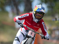 Charlie Hatton of Great Britain competes in the UCI Mountain Bike World Championships Men's Downhill Race in Pal Arinsal, Andorra, on August...