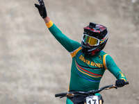 Greg Minnaar of South Africa makes his last descent in the UCI Mountain Bike World Championships Men Downhill in Pal Arinsal, Andorra, on Au...