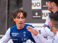 Amaury Pierron of France participates in the UCI Mountain Bike World Championships Men Downhill in Pal Arinsal, Andorra, on August 31, 2024....