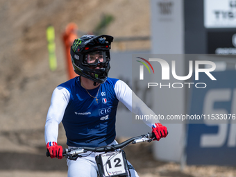 Thibaut Daprela of France participates in the UCI Mountain Bike World Championships Men Downhill in Pal Arinsal, Andorra, on August 31, 2024...