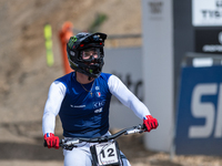 Thibaut Daprela of France participates in the UCI Mountain Bike World Championships Men Downhill in Pal Arinsal, Andorra, on August 31, 2024...