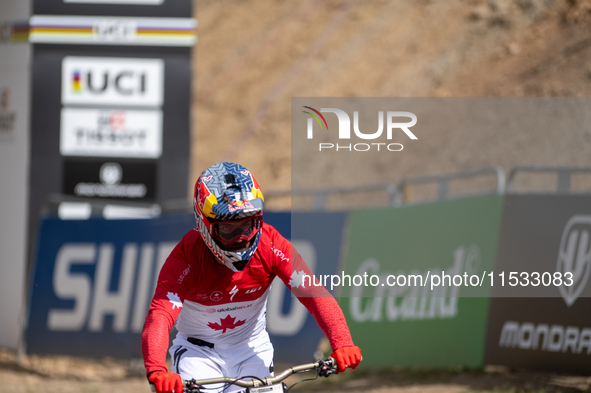 Oisin O Callaghan of Ireland participates in the UCI Mountain Bike World Championships Men Downhill in Pal Arinsal, Andorra, on August 31, 2...