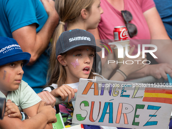 Angel Suarez fans attend the UCI Mountain Bike World Championships Men Downhill in Pal Arinsal, Andorra, on August 31, 2024. (