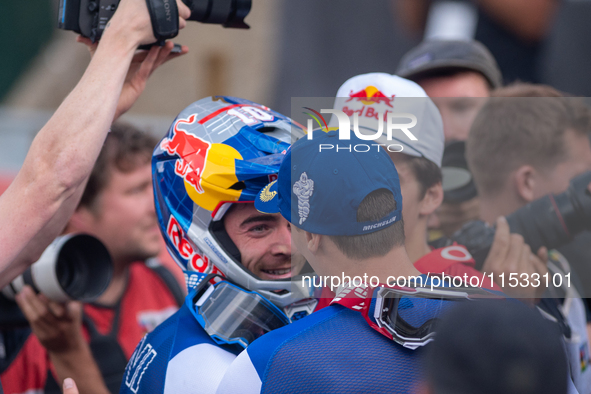 Loic Bruni of France competes in the UCI Mountain Bike World Championships Men Downhill in Pal Arinsal, Andorra, on August 31, 2024. 