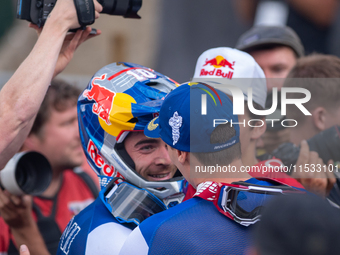 Loic Bruni of France competes in the UCI Mountain Bike World Championships Men Downhill in Pal Arinsal, Andorra, on August 31, 2024. (