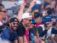 France fans attend the UCI Mountain Bike World Championships Men Downhill in Pal Arinsal, Andorra, on August 31, 2024. (