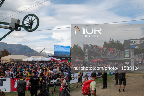 Panorama in the UCI Mountain Bike World Championships Men Downhill in Pal Arinsal, Andorra, on August 31, 2024. 