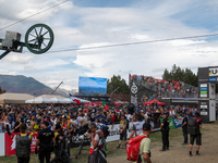 Panorama in the UCI Mountain Bike World Championships Men Downhill in Pal Arinsal, Andorra, on August 31, 2024. (