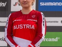 Valentina Holl of Austria competes in the UCI Mountain Bike World Championships Women Downhill in Pal Arinsal, Andorra, on August 31, 2024....