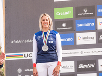 Myriam Nicole of France participates in the UCI Mountain Bike World Championships Women Downhill in Pal Arinsal, Andorra, on August 31, 2024...