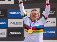 Valentina Holl of Austria participates in the UCI Mountain Bike World Championships Women Downhill in Pal Arinsal, Andorra, on August 29, 20...