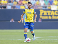 Victor Chust of Cadiz CF runs with the ball during the Liga Hypermotion match between Cadiz CF and CD Tenerife at Nuevo Mirandilla in Sevill...