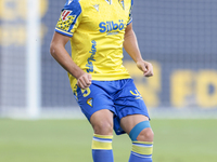 Victor Chust of Cadiz CF passes the ball during the Liga Hypermotion match between Cadiz CF and CD Tenerife at Nuevo Mirandilla in Seville,...