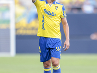 Ruben Alcaraz of Cadiz CF is in action during the Liga Hypermotion match between Cadiz CF and CD Tenerife at Nuevo Mirandilla in Seville, Sp...