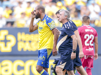 Rafael ''Fali'' Jimenez of Cadiz CF lies injured on the field during the Liga Hypermotion match between Cadiz CF and CD Tenerife at Nuevo Mi...