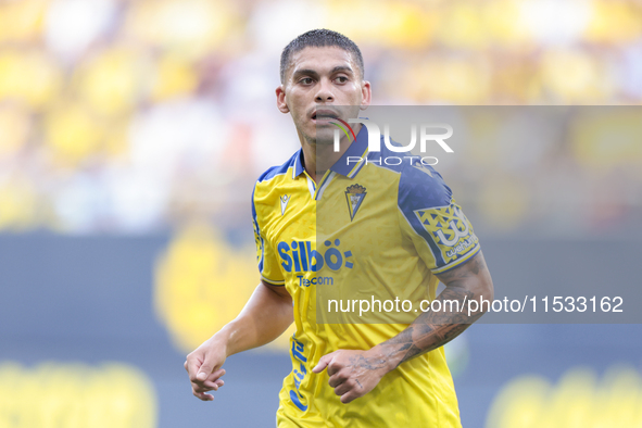 Brian Ocampo of Cadiz CF during the Liga Hypermotion match between Cadiz CF and CD Tenerife at Nuevo Mirandilla in Seville, Spain, on August...