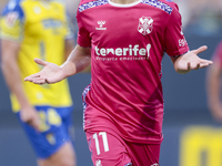 Luismi Cruz of CD Tenerife celebrates a goal during the Liga Hypermotion match between Cadiz CF and CD Tenerife at Nuevo Mirandilla in Sevil...