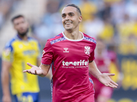 Luismi Cruz of CD Tenerife celebrates a goal during the Liga Hypermotion match between Cadiz CF and CD Tenerife at Nuevo Mirandilla in Sevil...