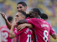 Luismi Cruz of CD Tenerife celebrates a goal during the Liga Hypermotion match between Cadiz CF and CD Tenerife at Nuevo Mirandilla in Sevil...