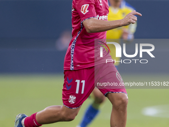 Luismi Cruz of CD Tenerife runs with the ball during the Liga Hypermotion match between Cadiz CF and CD Tenerife at Nuevo Mirandilla in Sevi...