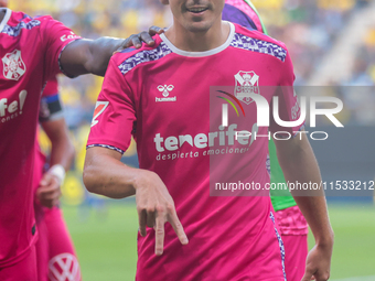 Luismi Cruz of CD Tenerife celebrates a goal during the Liga Hypermotion match between Cadiz CF and CD Tenerife at Nuevo Mirandilla in Sevil...