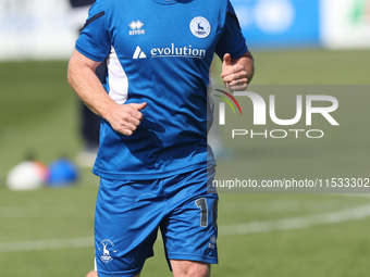 Adam Campbell of Hartlepool United warms up during the Vanarama National League match between Hartlepool United and Braintree Town at Victor...