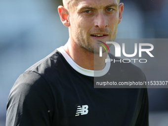 Adam Smith of Hartlepool United warms up during the Vanarama National League match between Hartlepool United and Braintree Town at Victoria...