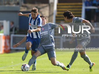 Hartlepool United's Joe Grey is in action during the Vanarama National League match between Hartlepool United and Braintree Town at Victoria...