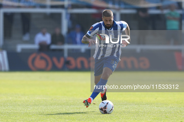 Hartlepool United's Kieron Freeman is in action during the Vanarama National League match between Hartlepool United and Braintree Town at Vi...