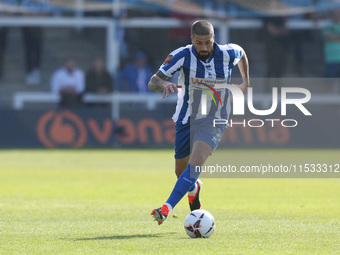 Hartlepool United's Kieron Freeman is in action during the Vanarama National League match between Hartlepool United and Braintree Town at Vi...