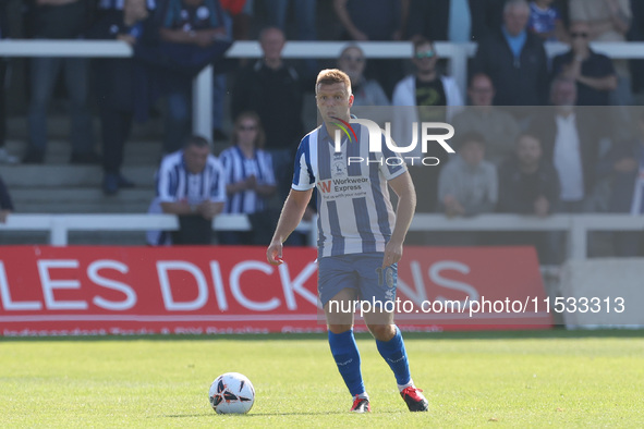 Hartlepool United's Nicky Featherstone is in action during the Vanarama National League match between Hartlepool United and Braintree Town a...