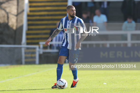 Hartlepool United's Kieron Freeman is in action during the Vanarama National League match between Hartlepool United and Braintree Town at Vi...