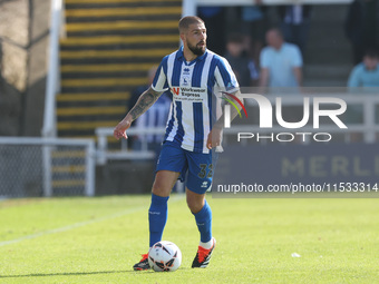 Hartlepool United's Kieron Freeman is in action during the Vanarama National League match between Hartlepool United and Braintree Town at Vi...