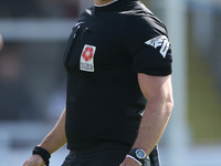 Match referee Matthew McQuillan during the Vanarama National League match between Hartlepool United and Braintree Town at Victoria Park in H...