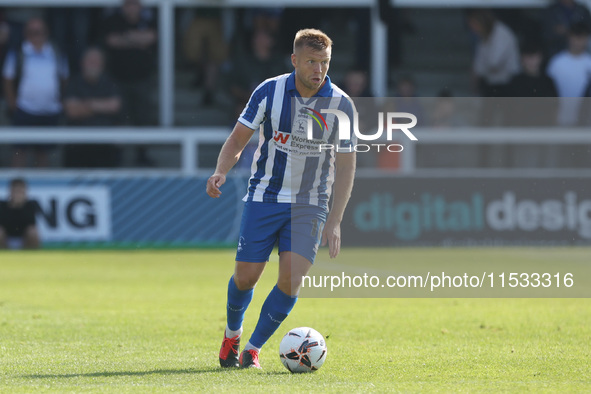 Hartlepool United's Nicky Featherstone is in action during the Vanarama National League match between Hartlepool United and Braintree Town a...