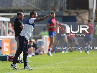 Braintree Town manager Angelo Harrop during the Vanarama National League match between Hartlepool United and Braintree Town at Victoria Park...