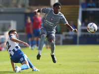 Hartlepool United's Joe Grey is in action with Braintree Town's Kyrell Lisbie during the Vanarama National League match between Hartlepool U...