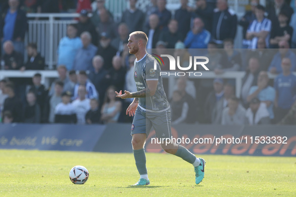 Braintree Town's Joe Grimwood during the Vanarama National League match between Hartlepool United and Braintree Town at Victoria Park in Har...