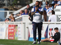 Braintree Town manager Angelo Harrop during the Vanarama National League match between Hartlepool United and Braintree Town at Victoria Park...