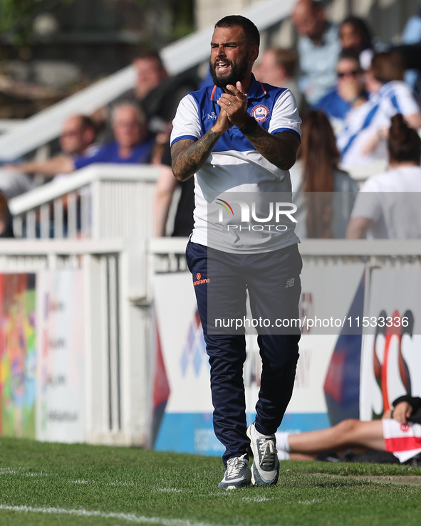 Braintree Town manager Angelo Harrop during the Vanarama National League match between Hartlepool United and Braintree Town at Victoria Park...