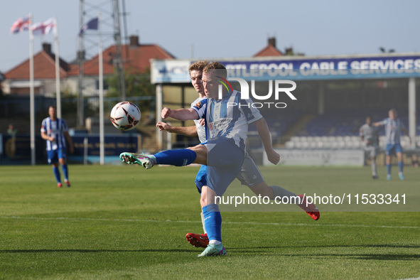 Adam Campbell of Hartlepool United is in action during the Vanarama National League match between Hartlepool United and Braintree Town at Vi...