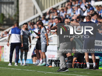 Hartlepool manager Darren Sarll during the Vanarama National League match between Hartlepool United and Braintree Town at Victoria Park in H...