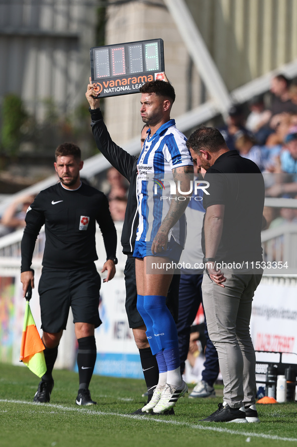 Gary Nadine of Hartlepool United prepares to make his debut during the Vanarama National League match between Hartlepool United and Braintre...