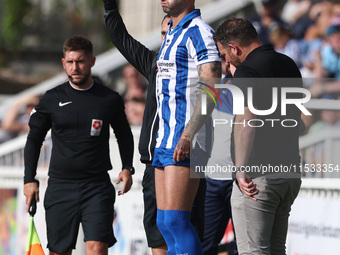 Gary Nadine of Hartlepool United prepares to make his debut during the Vanarama National League match between Hartlepool United and Braintre...