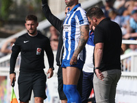 Gary Nadine of Hartlepool United prepares to make his debut during the Vanarama National League match between Hartlepool United and Braintre...