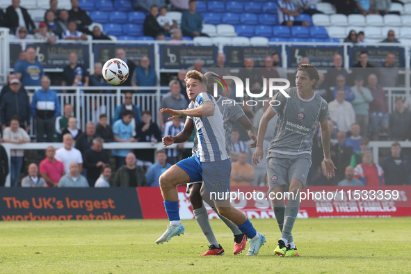 Hartlepool United's Louis Stephenson is in action during the Vanarama National League match between Hartlepool United and Braintree Town at...