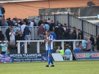 David Ferguson of Hartlepool United applauds their fans during the Vanarama National League match between Hartlepool United and Braintree To...