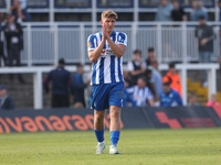 Louis Stephenson of Hartlepool United applauds the fans during the Vanarama National League match between Hartlepool United and Braintree To...