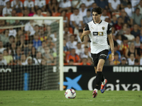 Javi Guerra of Valencia CF during the La Liga match between Valencia CF and Villarreal CF at Mestalla Stadium in Valencia, Spain, on August...